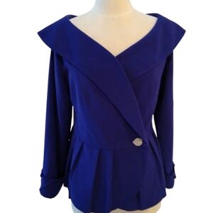 bmj Studio Deep Blue Purple Sweetheart  Blouse Church Occasions, Size 8